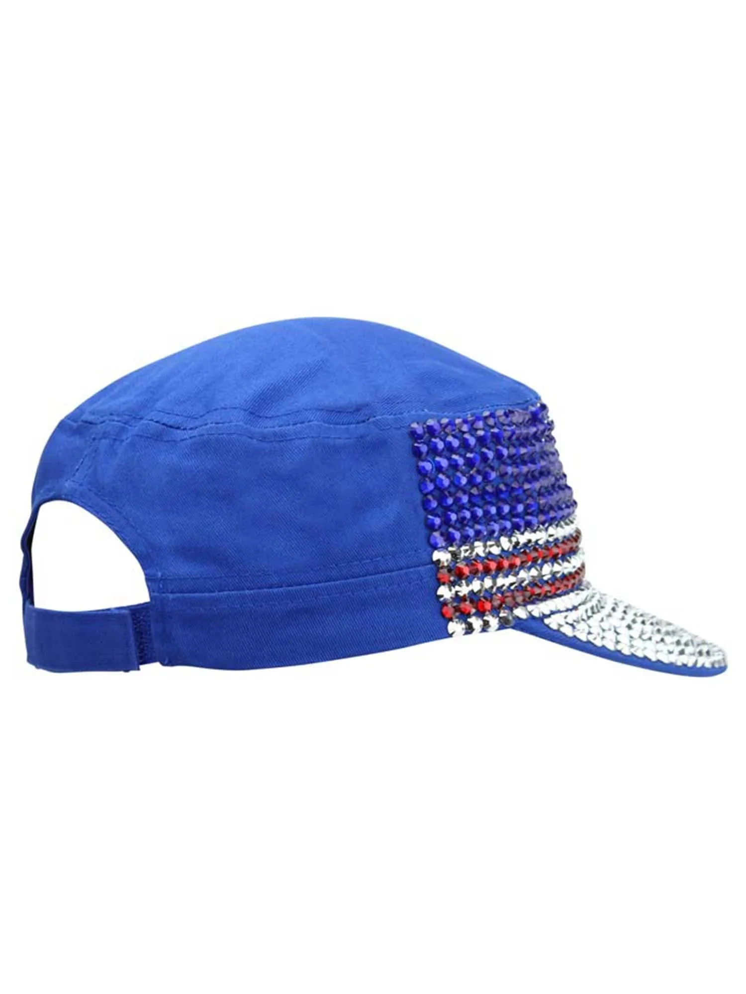 American Pride Rhinestone Studded Cadet Cap Hat