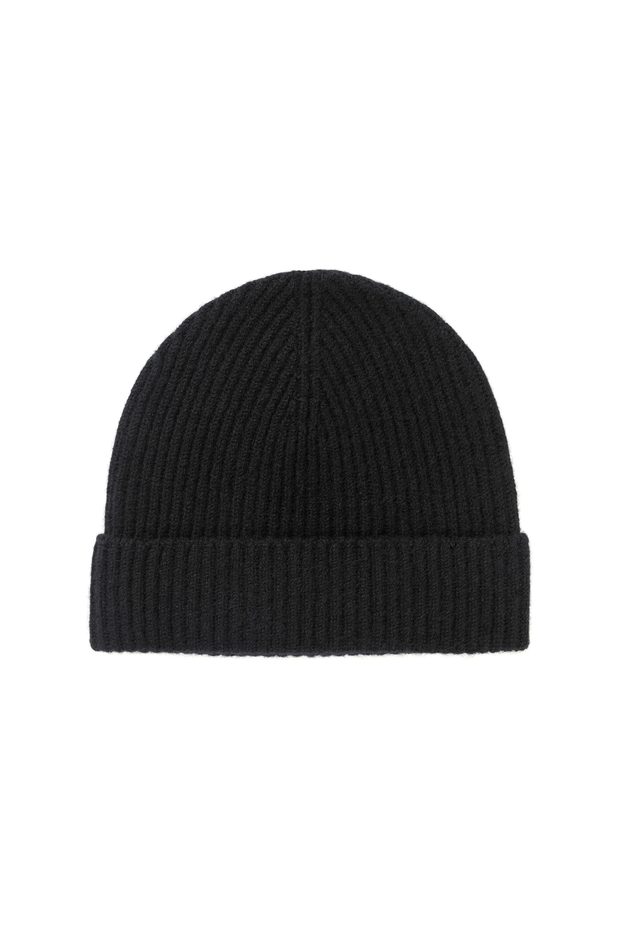 Black Ribbed Cashmere Beanie