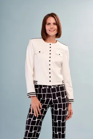 Coconut Stripe Vegan Leather Jacket