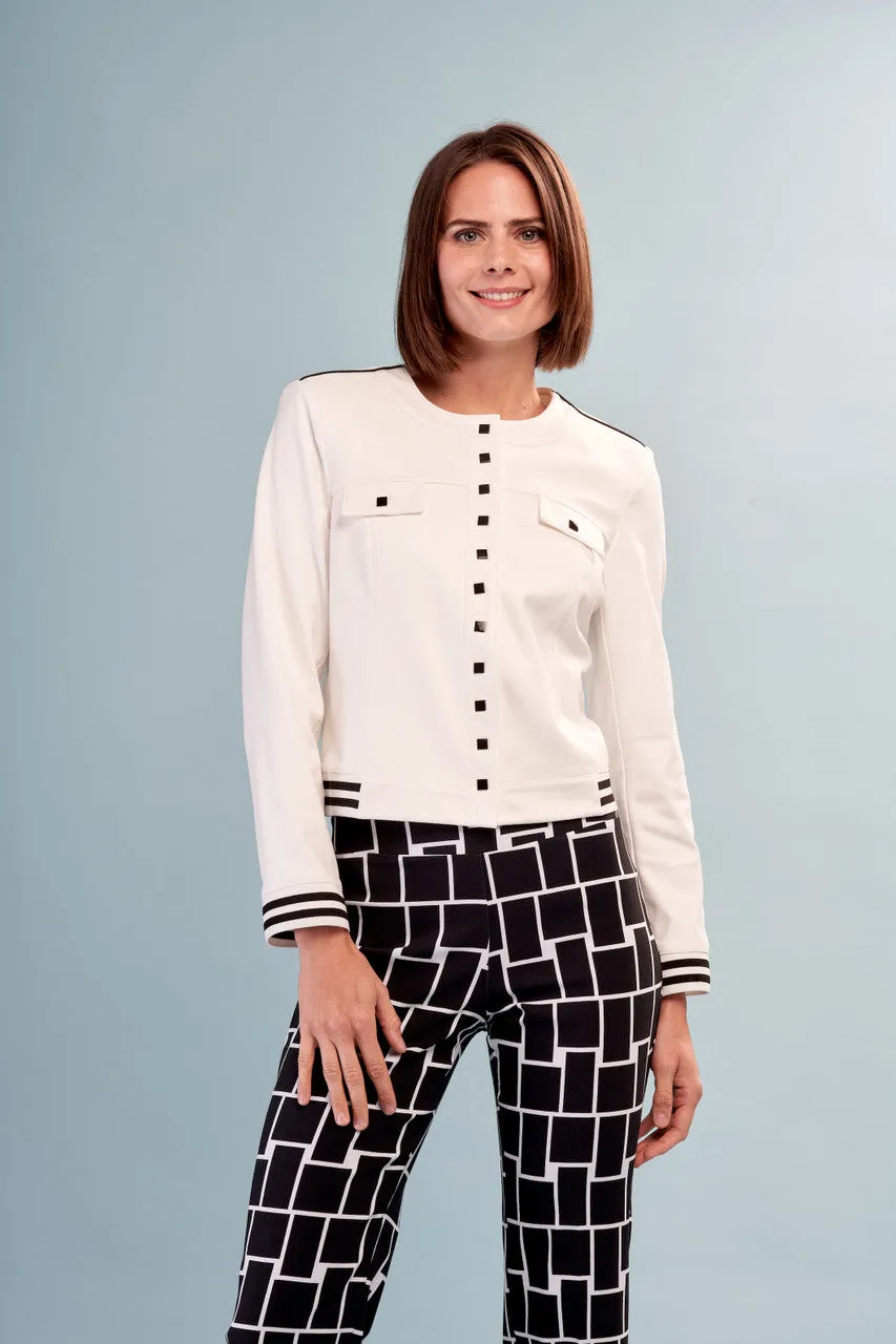 Coconut Stripe Vegan Leather Jacket