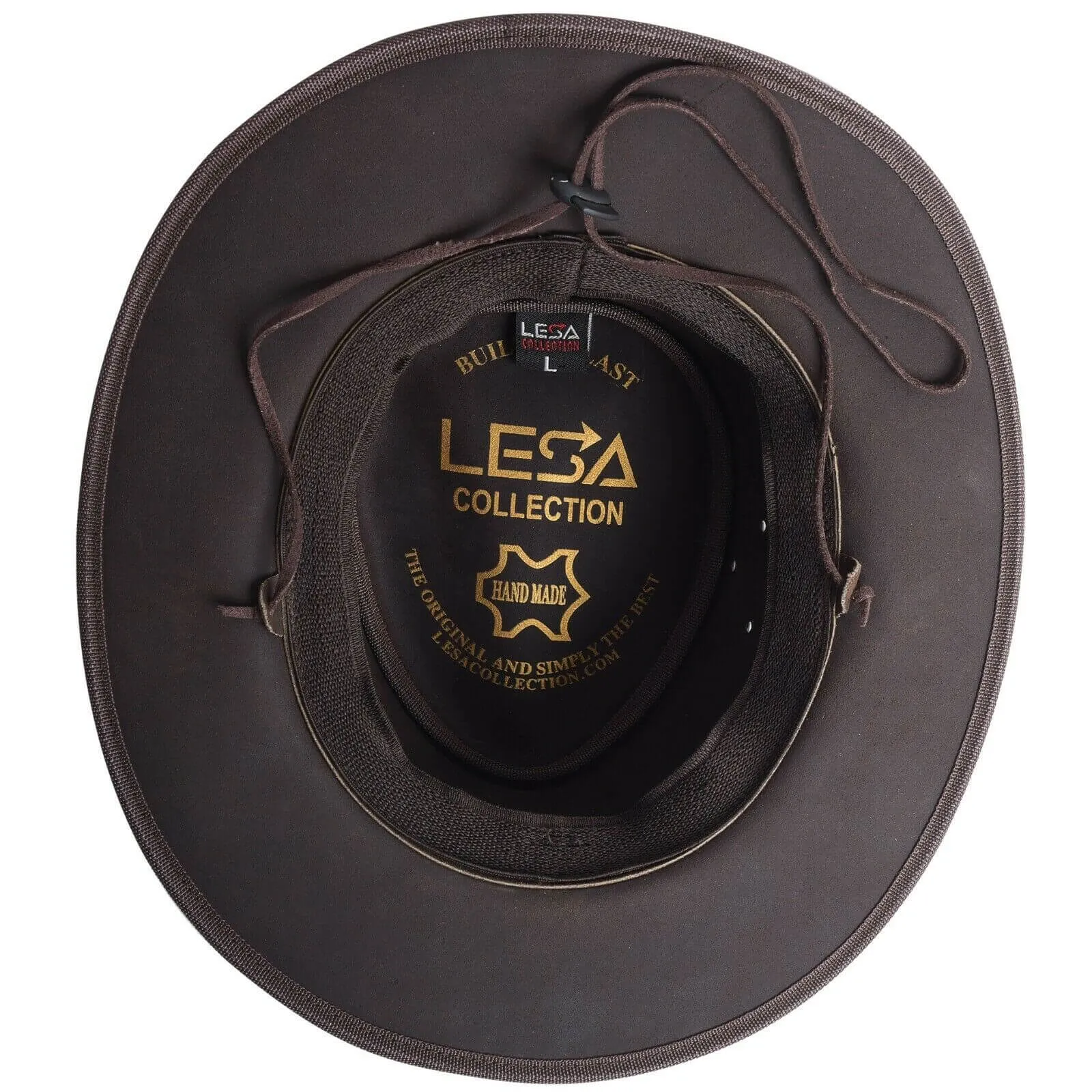 Crazy Leather Cowboy Outback  pull-up waxy finish Vintage Brown hat Handcrafted