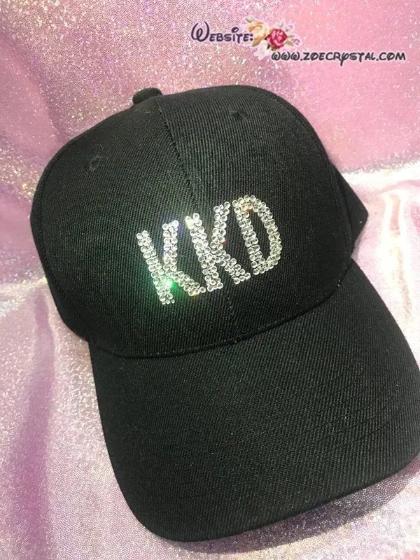 CUSTOMIZE or Personalize Your Cap / Hat with Your Favorite BLING Word, Initial, MLB Logo, Symbol with Shinny Sparkly Crystal Rhinestone