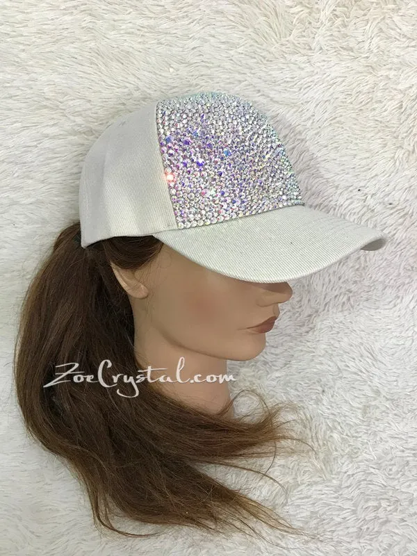 CUSTOMIZED BLING CAP / Hat Bedazzled with Navy Blue Crystal Rhinestone Glitter Shinny Sparkly - Swarovski is avaialble
