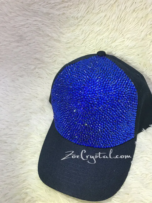 CUSTOMIZED BLING CAP / Hat Bedazzled with Navy Blue Crystal Rhinestone Glitter Shinny Sparkly - Swarovski is avaialble