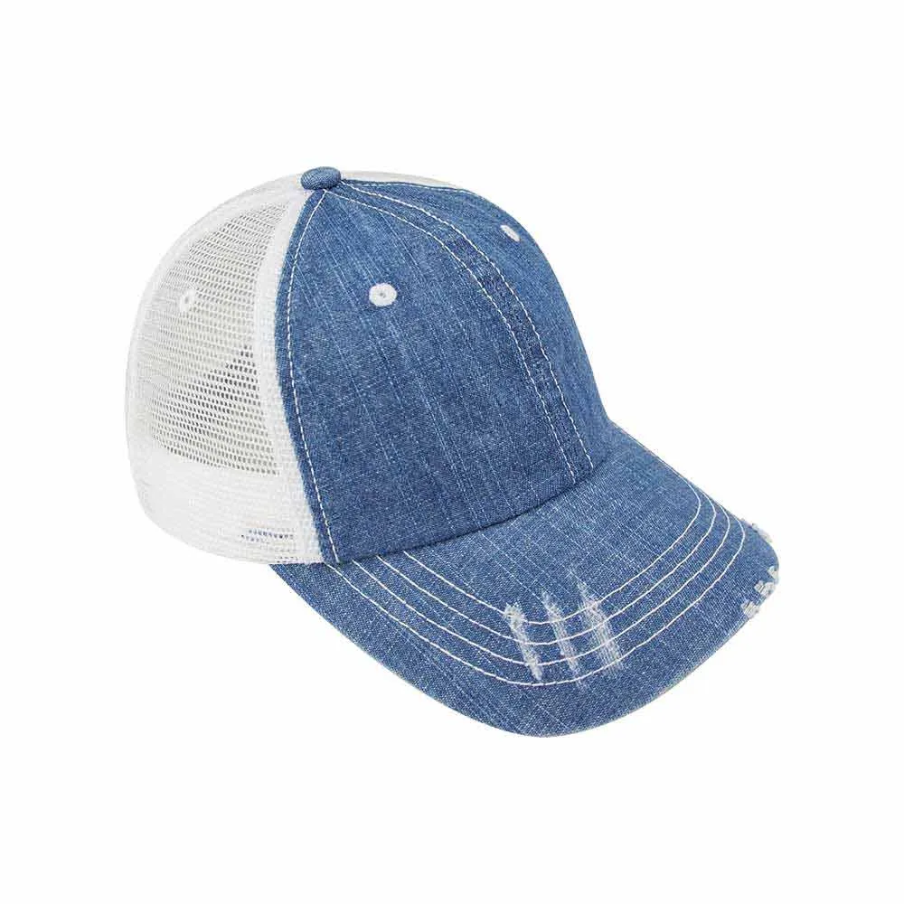 Customized Washed Denim Trucker Cap