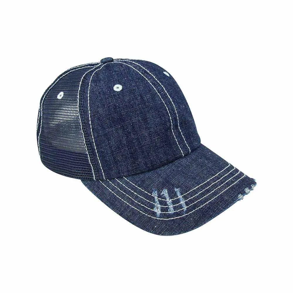 Customized Washed Denim Trucker Cap