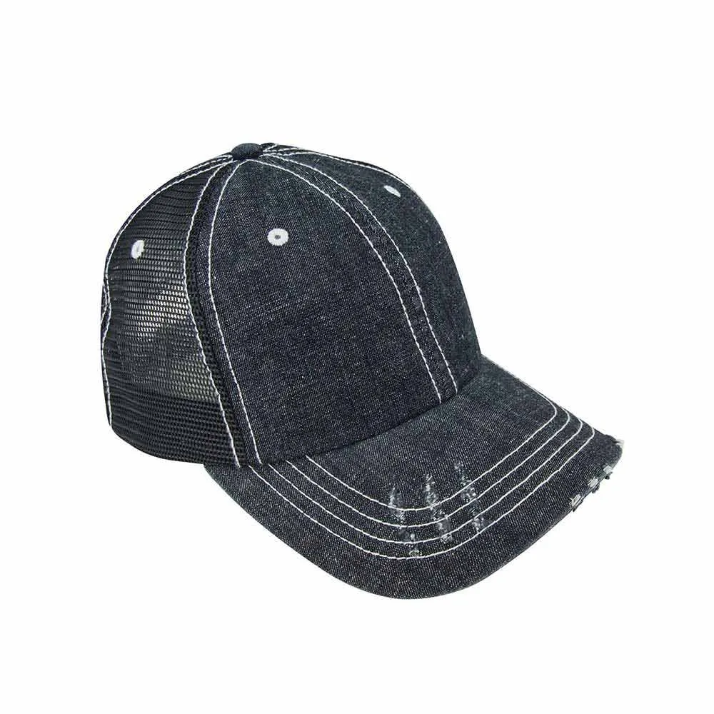 Customized Washed Denim Trucker Cap