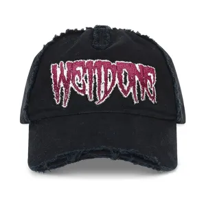 DISTRESSED EMBROIDERED CAP / BLACK