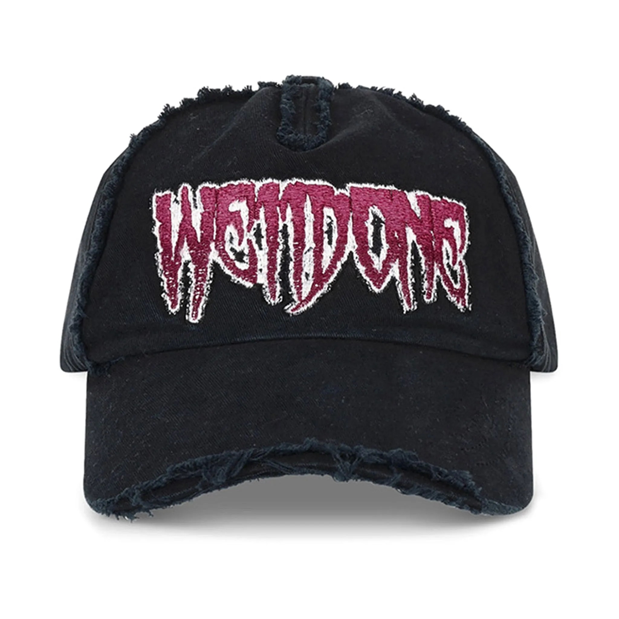DISTRESSED EMBROIDERED CAP / BLACK