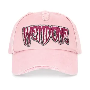 DISTRESSED EMBROIDERED CAP / PINK