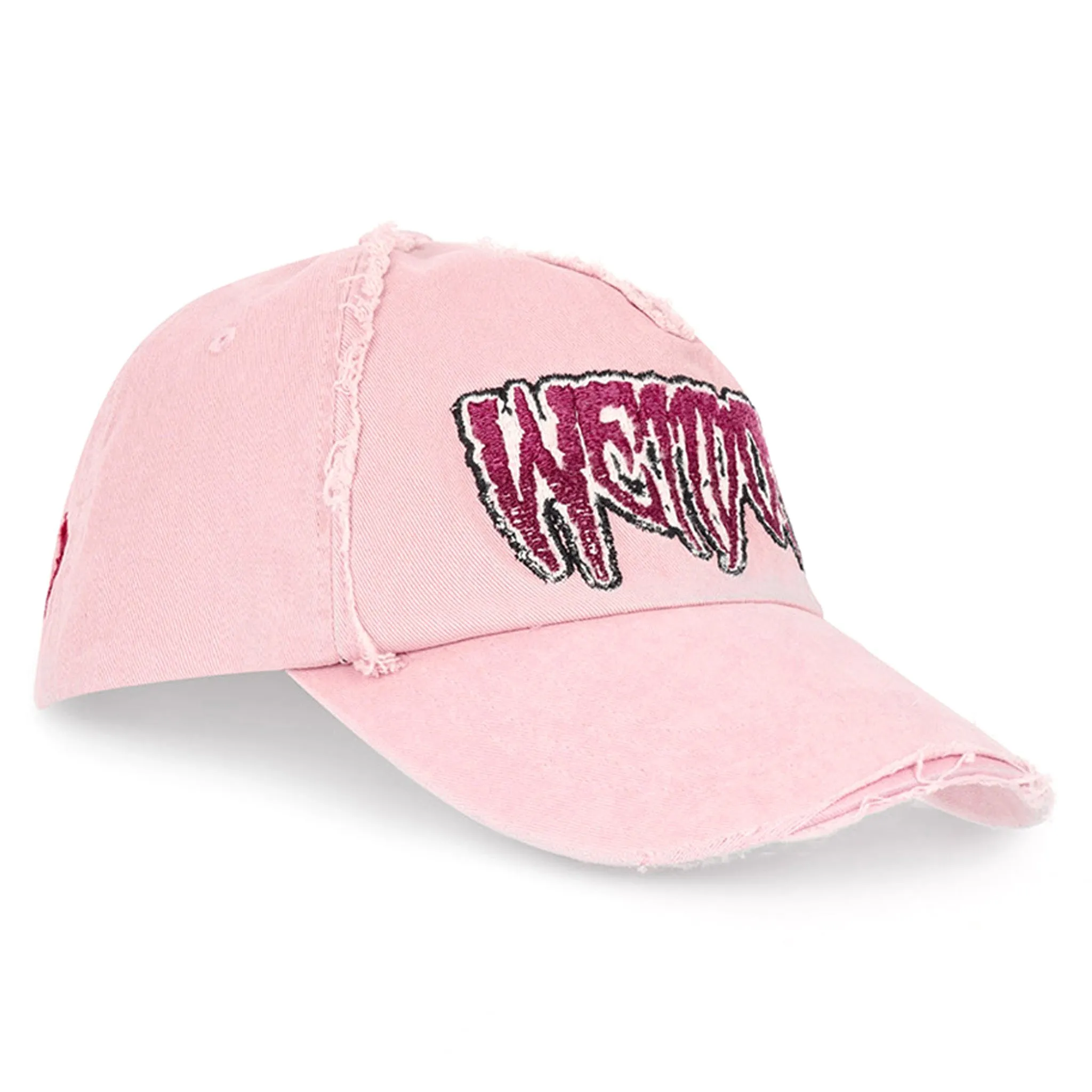 DISTRESSED EMBROIDERED CAP / PINK
