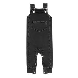 Faux Denim Overall in Black
