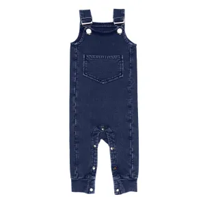 Faux Denim Overall in Navy