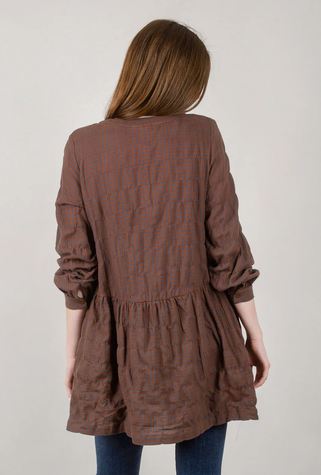 Gingham Plaid Mini Dress, Harvest Brown