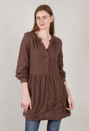Gingham Plaid Mini Dress, Harvest Brown