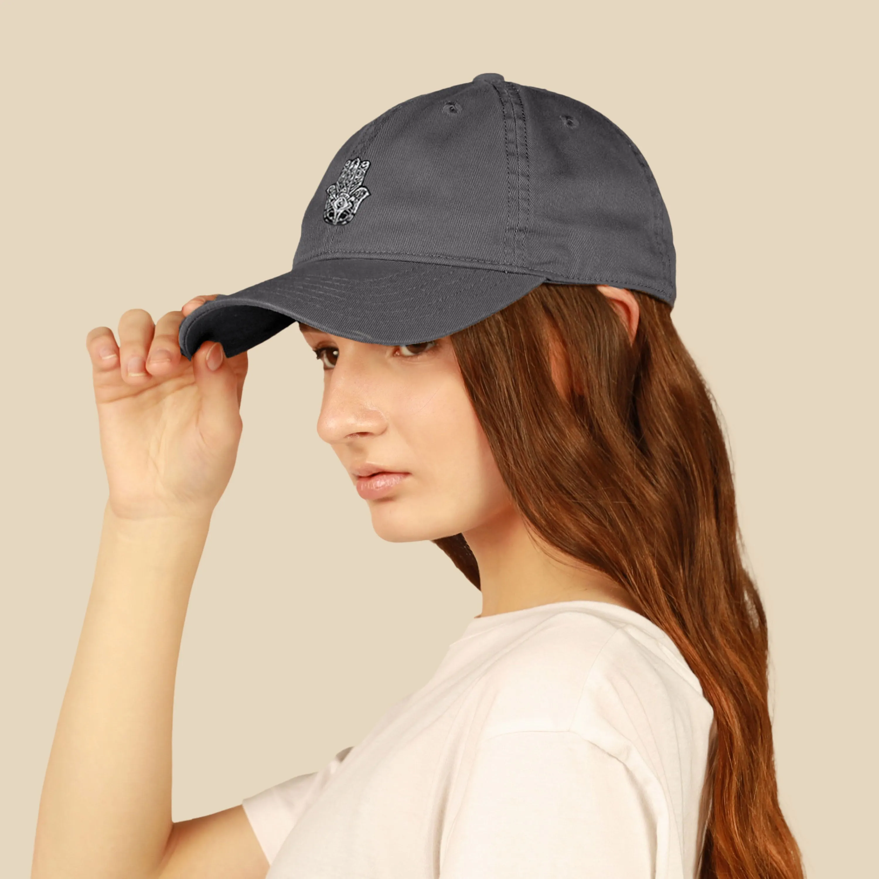 Hamsa Design Embroidered Cap