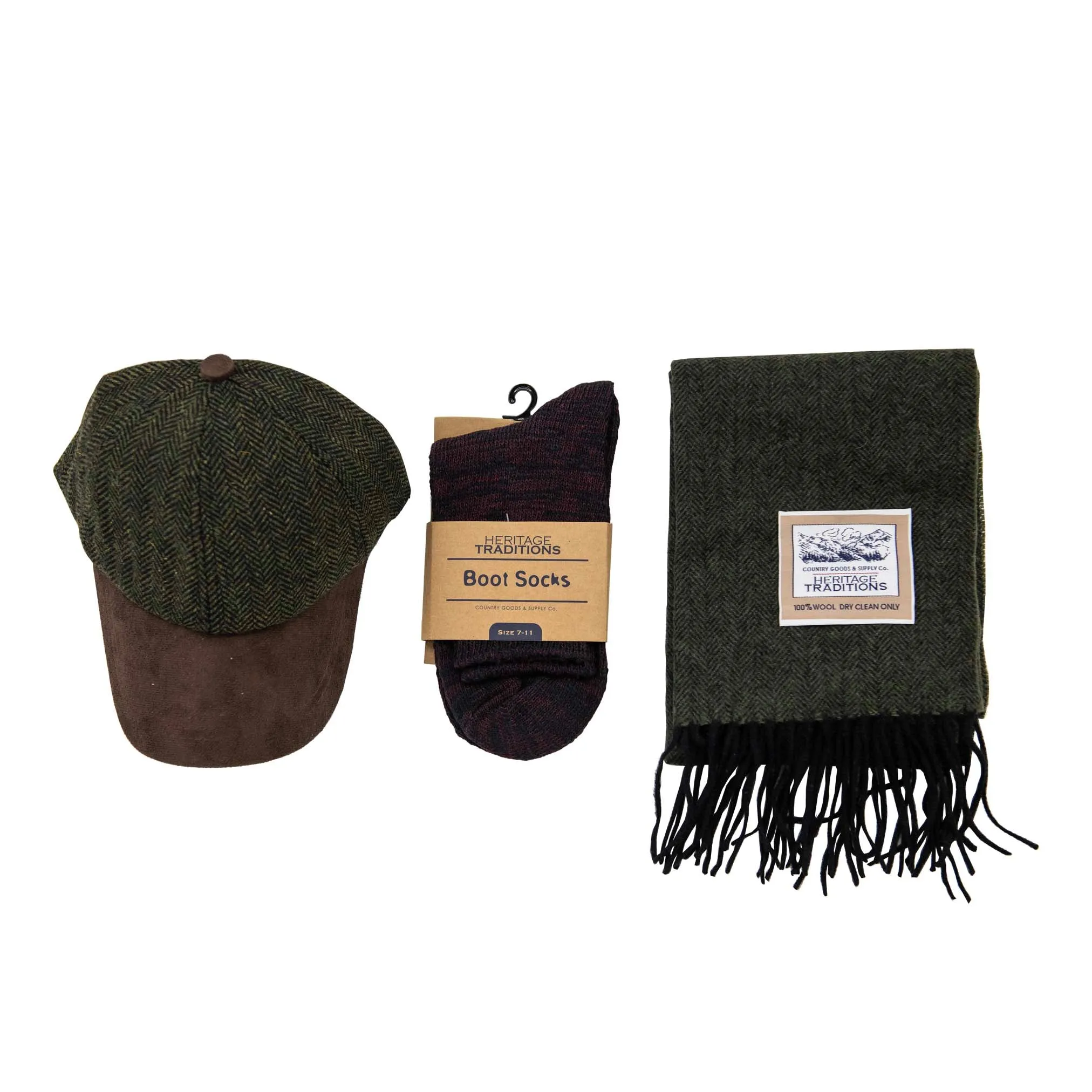 Heritage Green Herringbone Gift Set