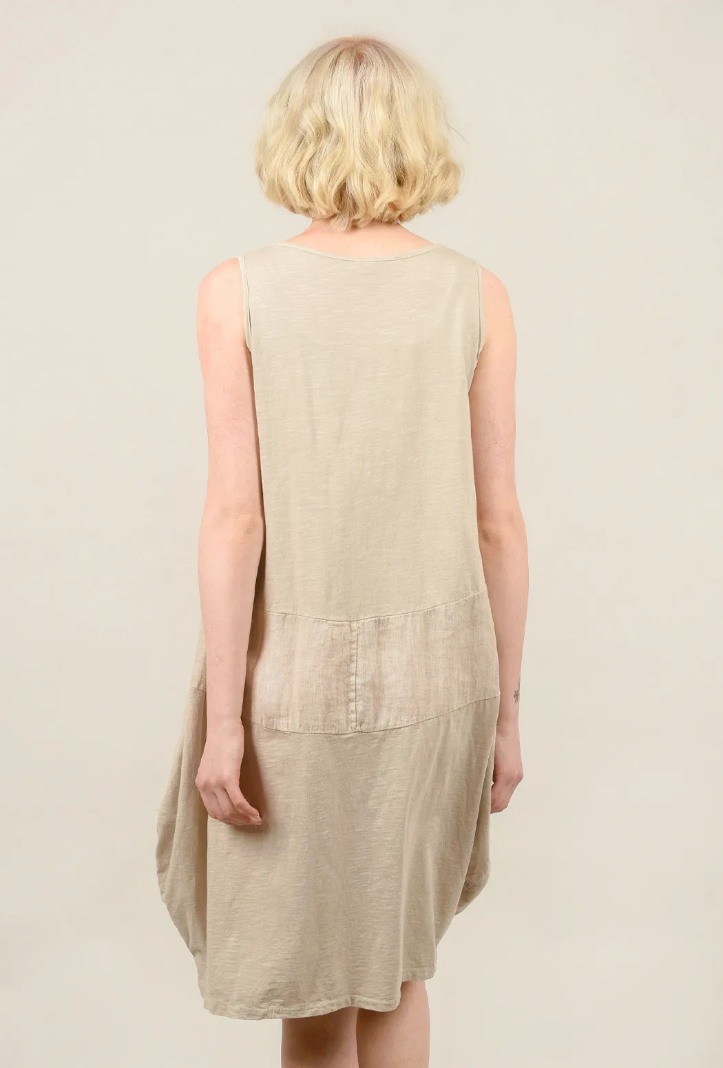 Linen Inset Bubble Dress, Sand