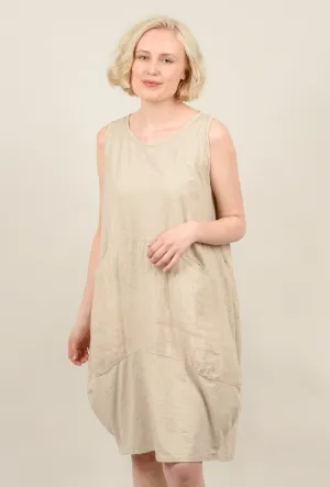 Linen Inset Bubble Dress, Sand