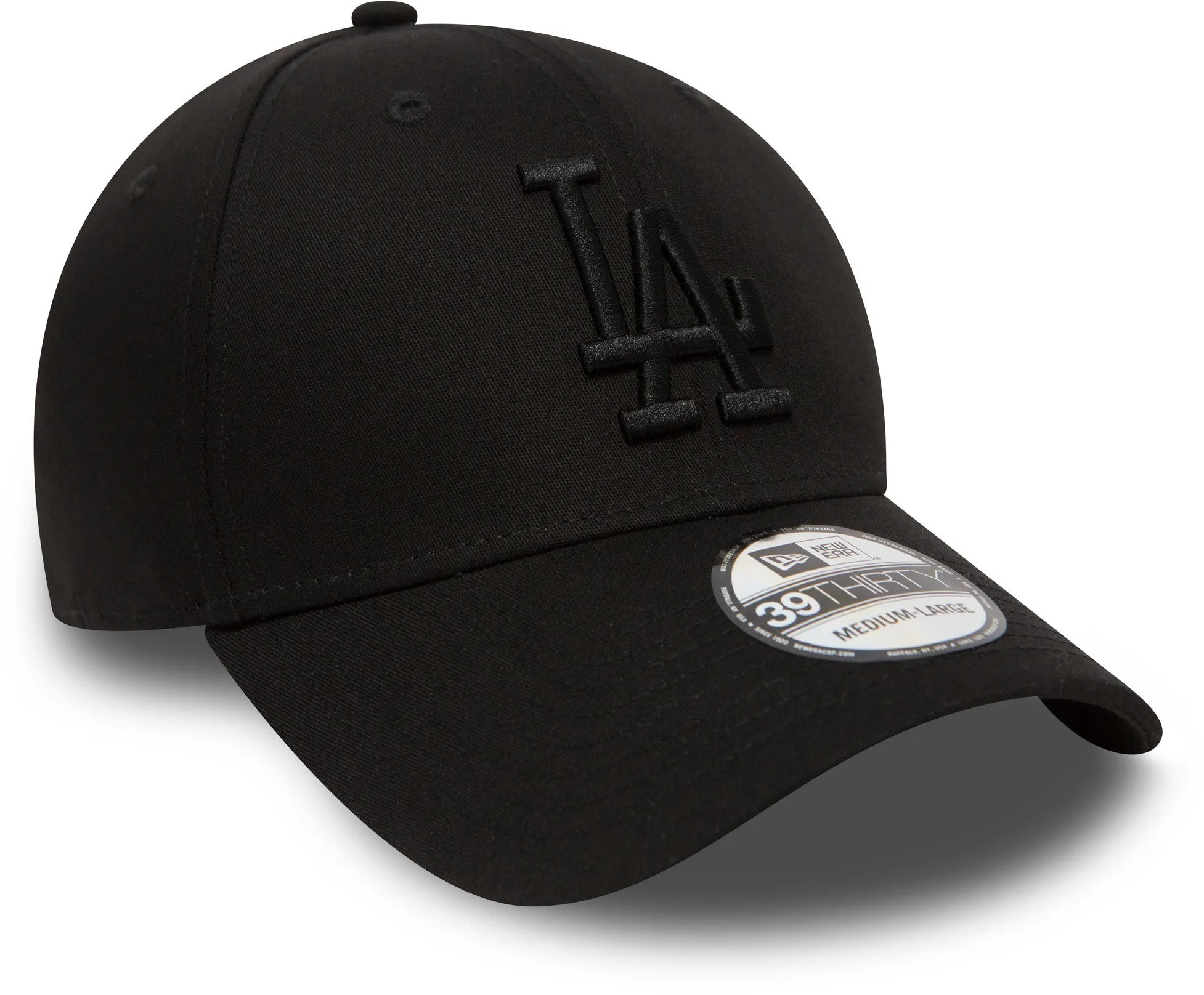 Los Angeles Dodgers New Era 3930 League Essential All Black Stretch Fit Baseball Cap