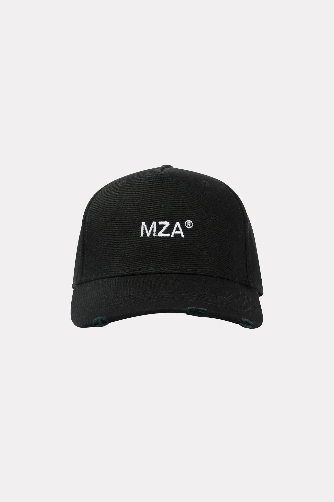 MZA® DISTRESSED STRUCTURED BALLCAP  - BLACK