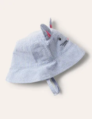 Novelty Hat-Blue/Ivory Ticking Bunny
