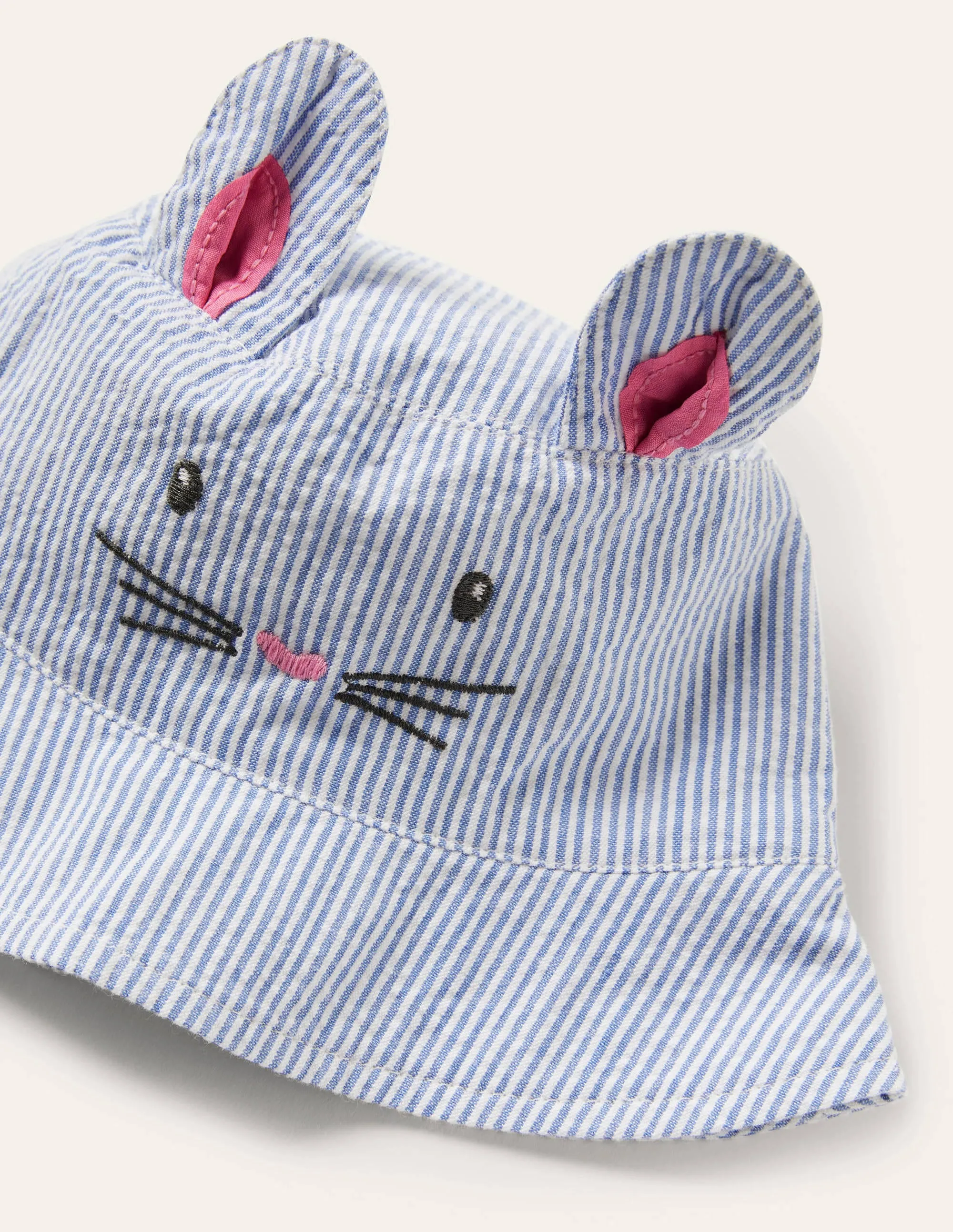 Novelty Hat-Blue/Ivory Ticking Bunny