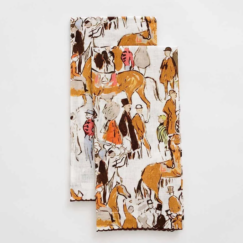 Paddock Scene Linen Fingertip Towels | Set of 2