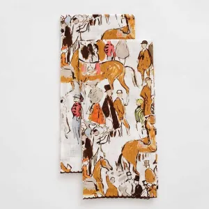 Paddock Scene Linen Fingertip Towels | Set of 2