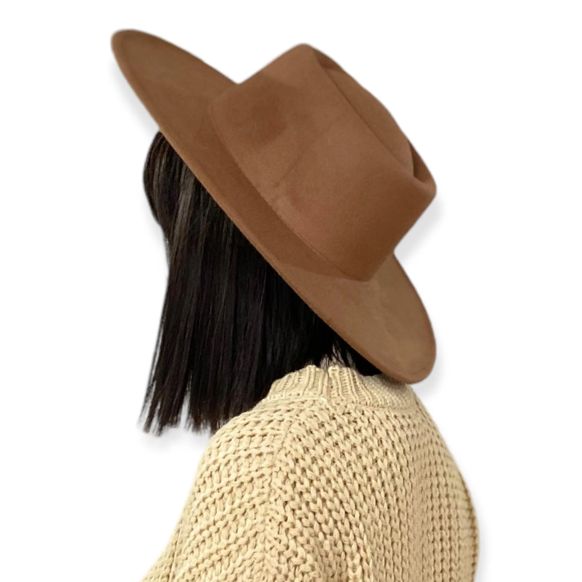 Rich Brown Pork Pie Extra Wide Brim Hat