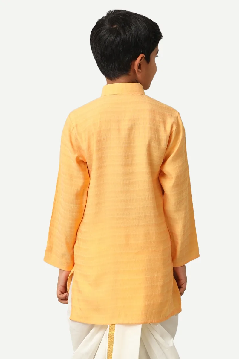 Shining Star - Light Orange Kurta and Panchakacham 2 in 1 Set For Kids | Uathayam