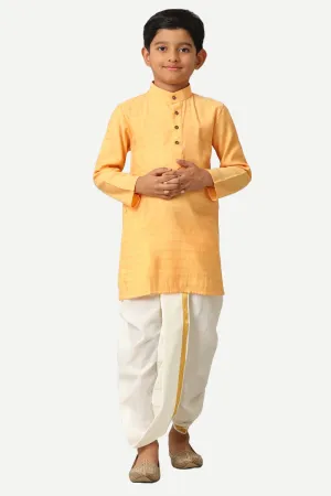 Shining Star - Light Orange Kurta and Panchakacham 2 in 1 Set For Kids | Uathayam