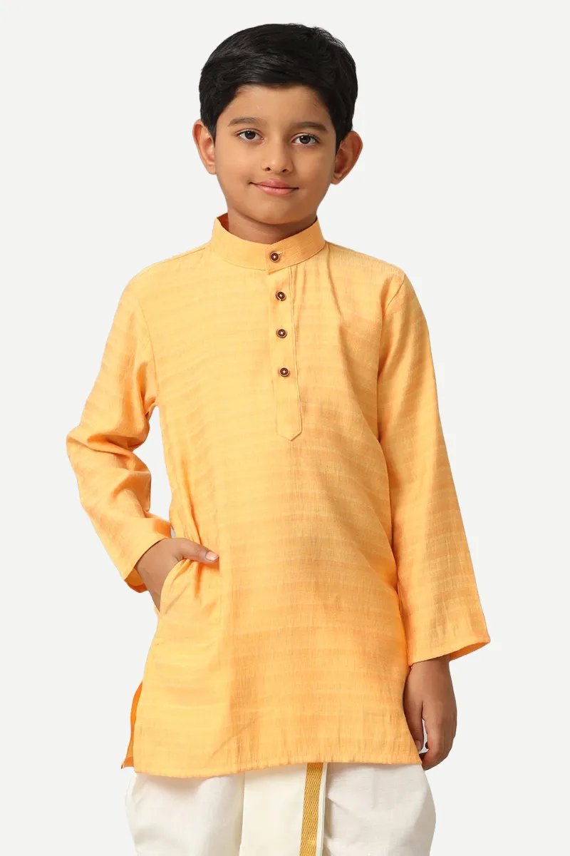 Shining Star - Light Orange Kurta and Panchakacham 2 in 1 Set For Kids | Uathayam