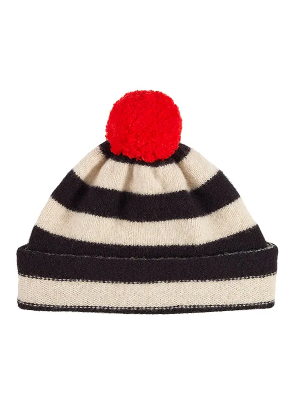 Stripe Pompom Hat