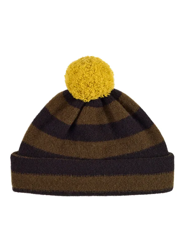 Stripe Pompom Hat