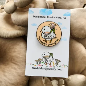The World Is Your Oyster Peach Pin