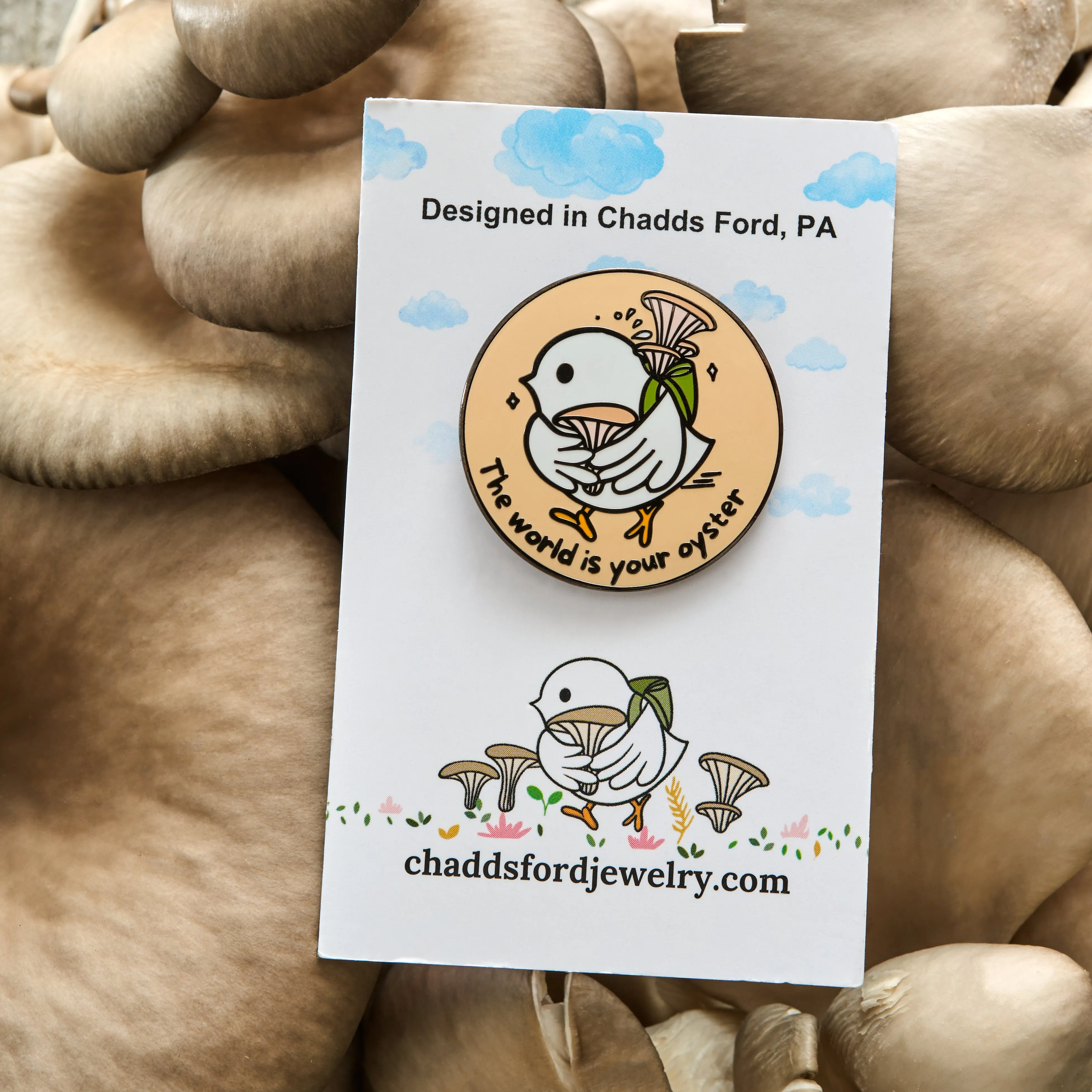 The World Is Your Oyster Peach Pin