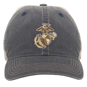 Two Color EGA Embroidered USMC Vintage Navy Trucker Hat