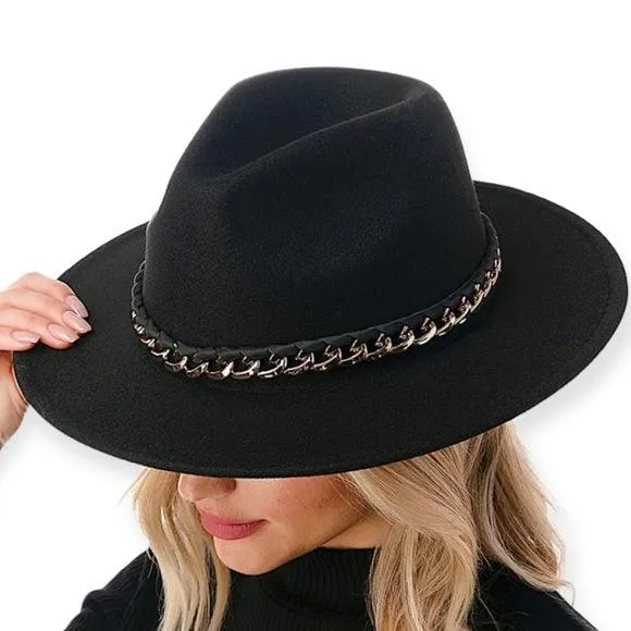 Urban Ribbon Chain Fedora Hat