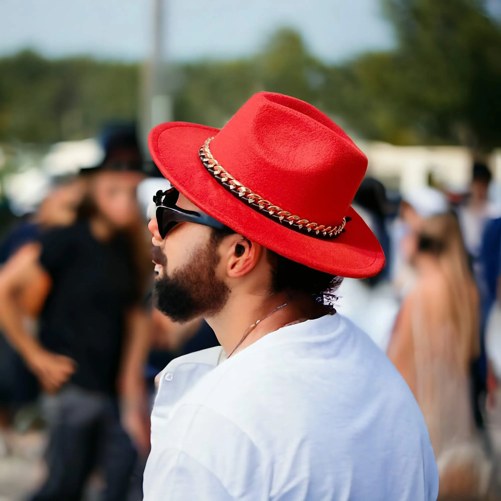 Urban Ribbon Chain Fedora Hat
