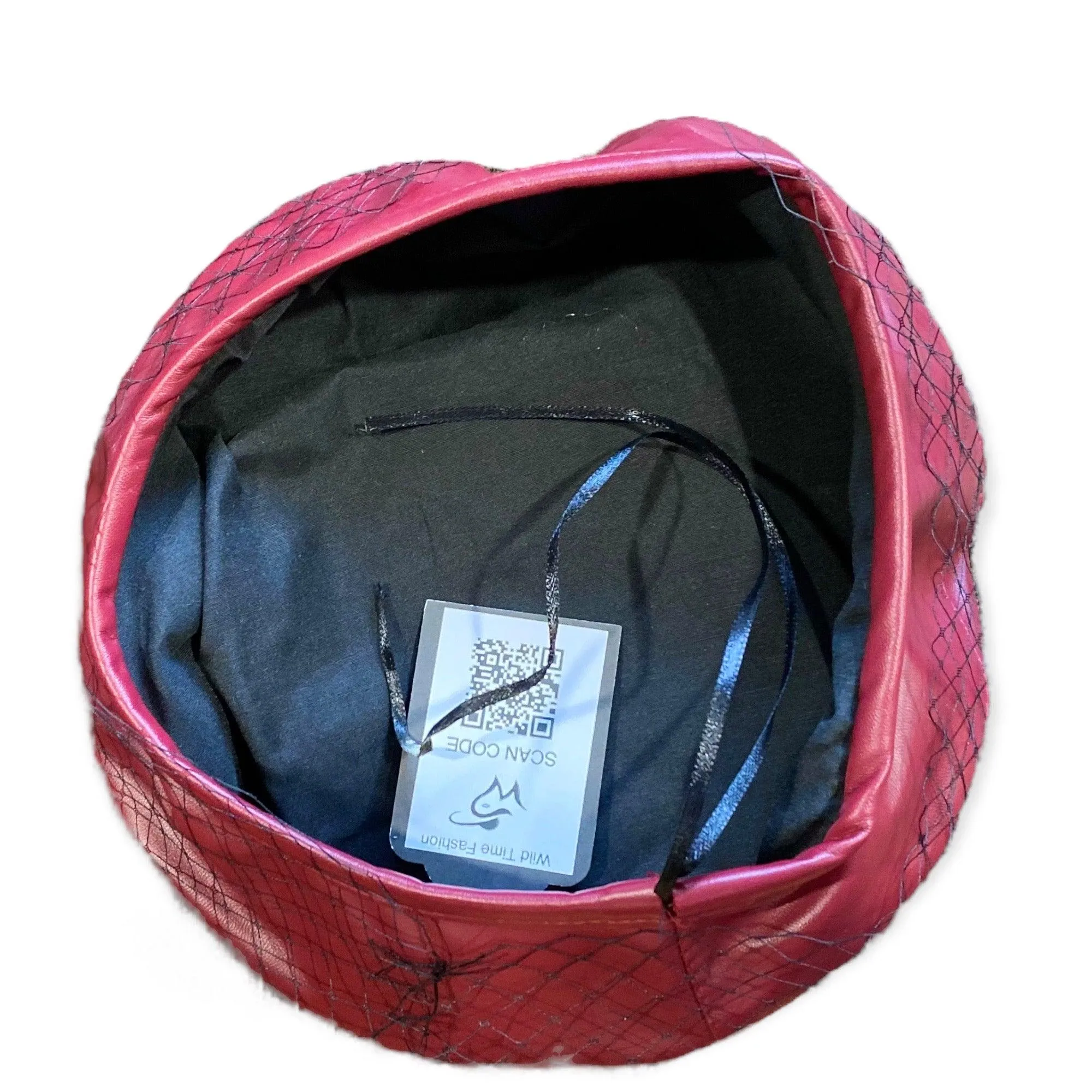 Veiled Faux Leather Beret
