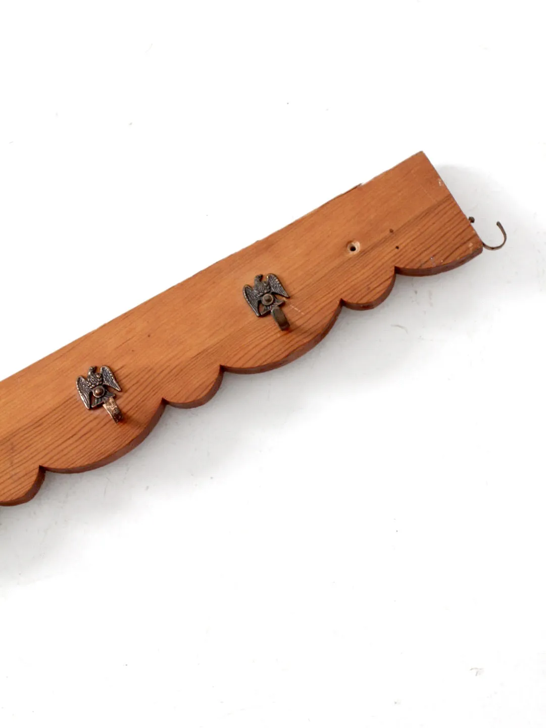 vintage handmade wall rack with eagle hooks