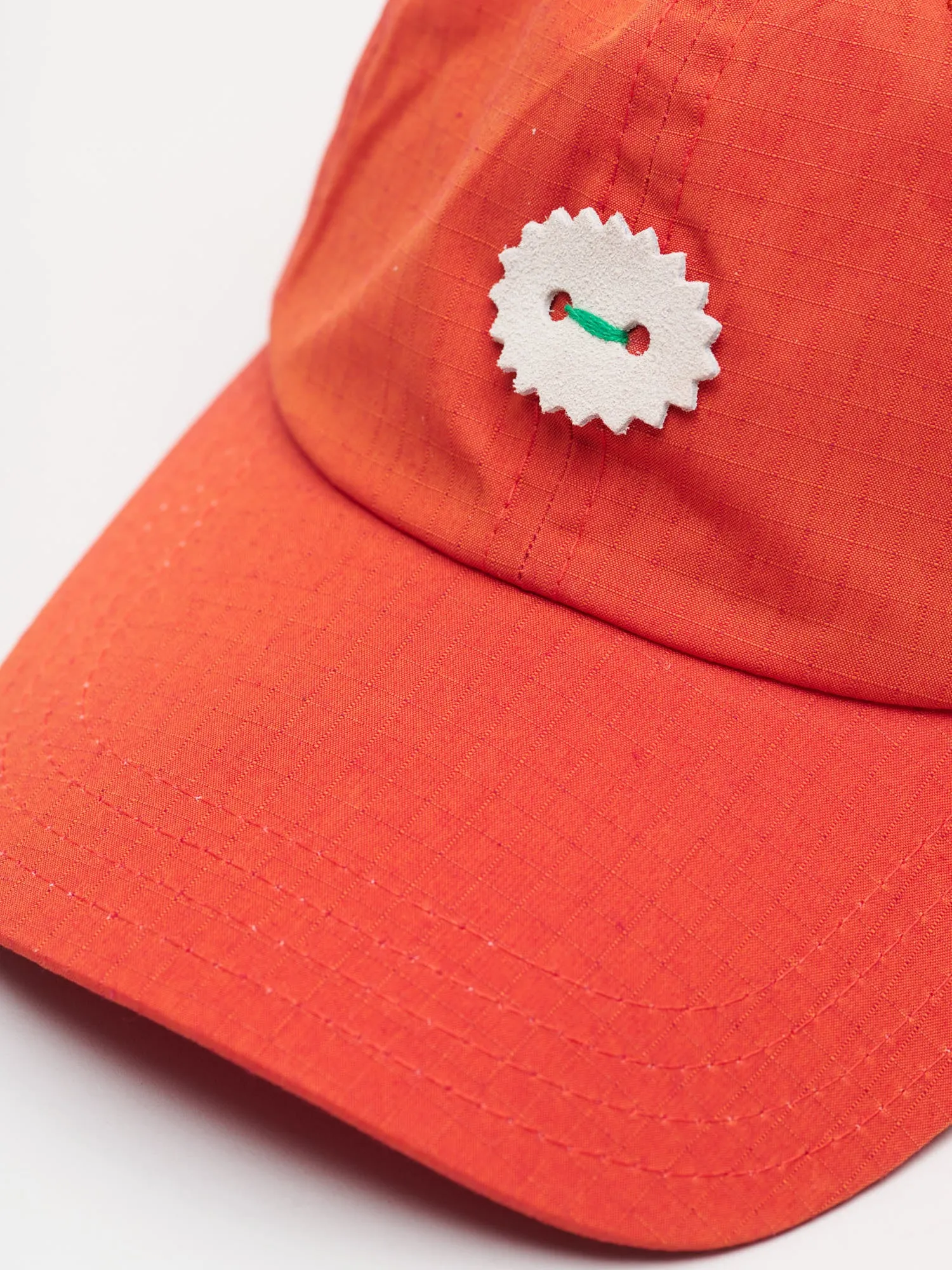 Waxed Ripstop Baseball Hat, Orange Gloss
