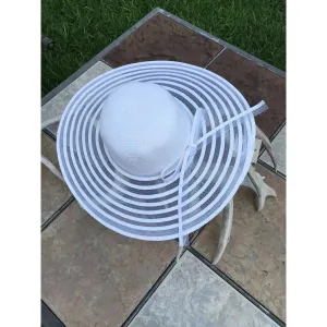 White Straw Hat with Bow