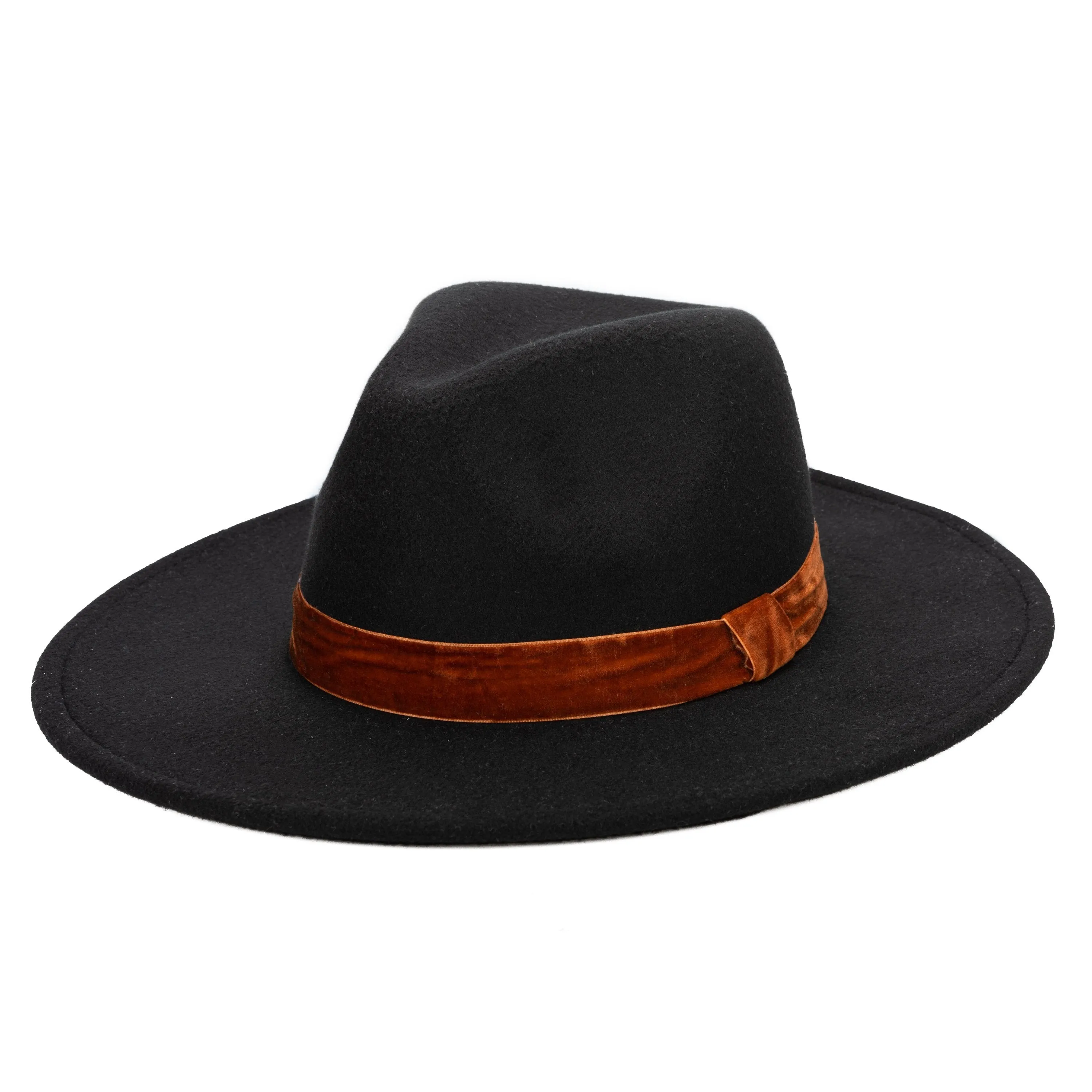 Women's Faux Felt Fedora W/ Velvet Band