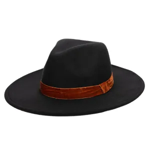Women's Faux Felt Fedora W/ Velvet Band