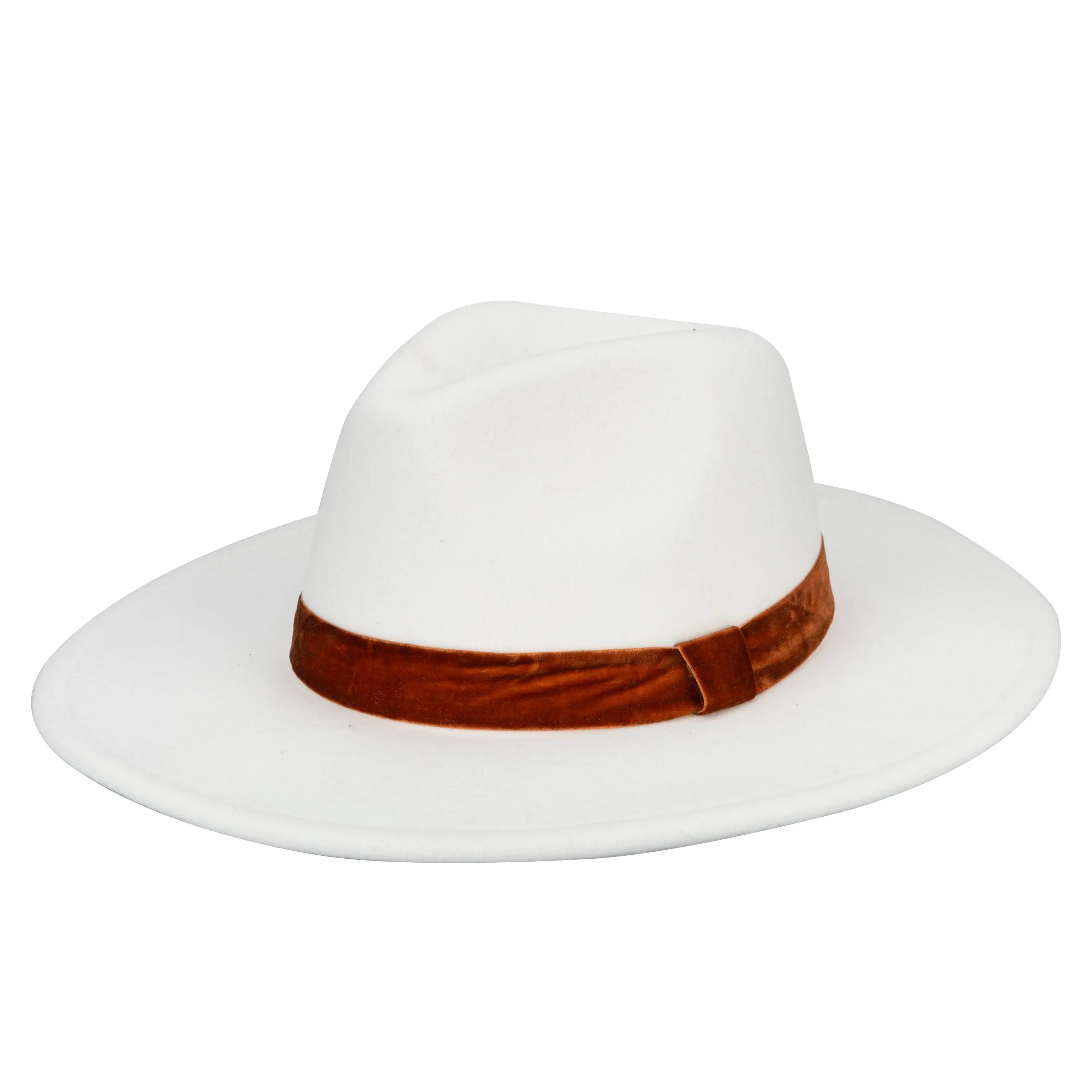 Women's Faux Felt Fedora W/ Velvet Band